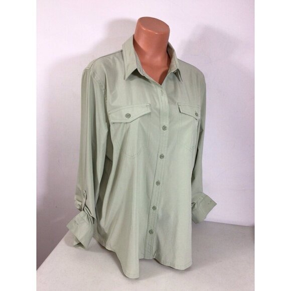 Eddie Bauer Tops - Eddie Bauer Utility Shirt Roll Up Sleeves Womens Large